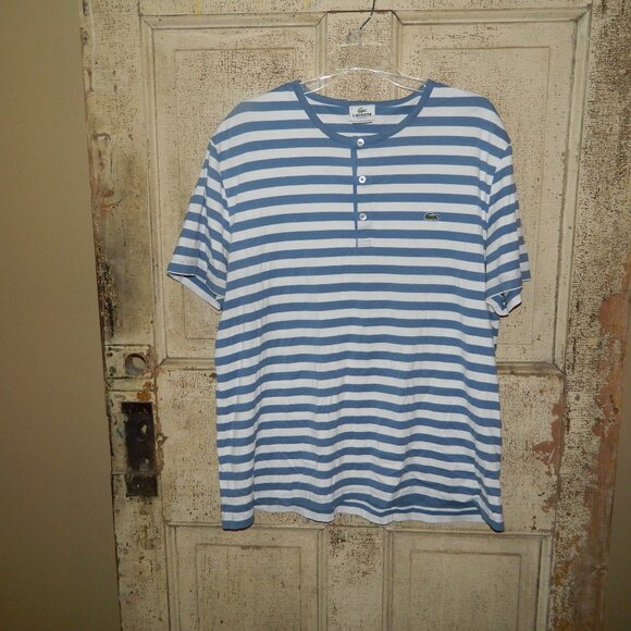 Lacoste Button Stripe Shirt Size Mens 8 (UU-45) - Picture 1 of 5